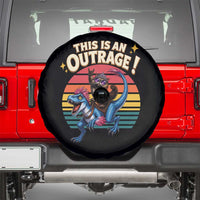 This Is An Outrage Cat Riding Dinosaur Spare Tire Cover Sci-Fi Book Lover Gift