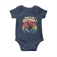 This Is An Outrage Cat Riding Dinosaur Baby Onesie Sci-Fi Book Lover Gift
