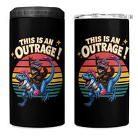 This Is An Outrage Cat Riding Dinosaur 4 in 1 Can Cooler Tumbler Sci-Fi Book Lover Gift