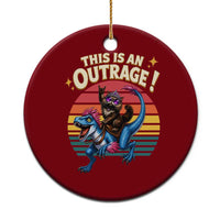 This Is An Outrage Cat Riding Dinosaur Ceramic Ornament Sci-Fi Book Lover Gift