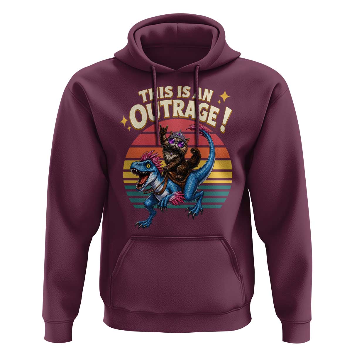 This Is An Outrage Cat Riding Dinosaur Hoodie Sci-Fi Book Lover Gift