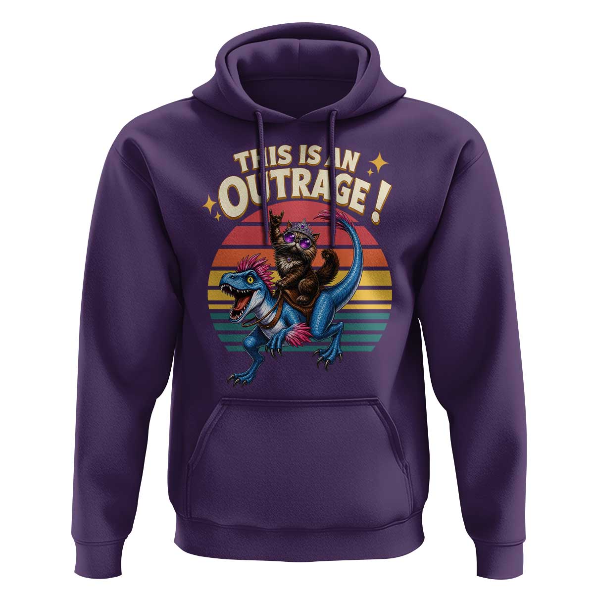This Is An Outrage Cat Riding Dinosaur Hoodie Sci-Fi Book Lover Gift