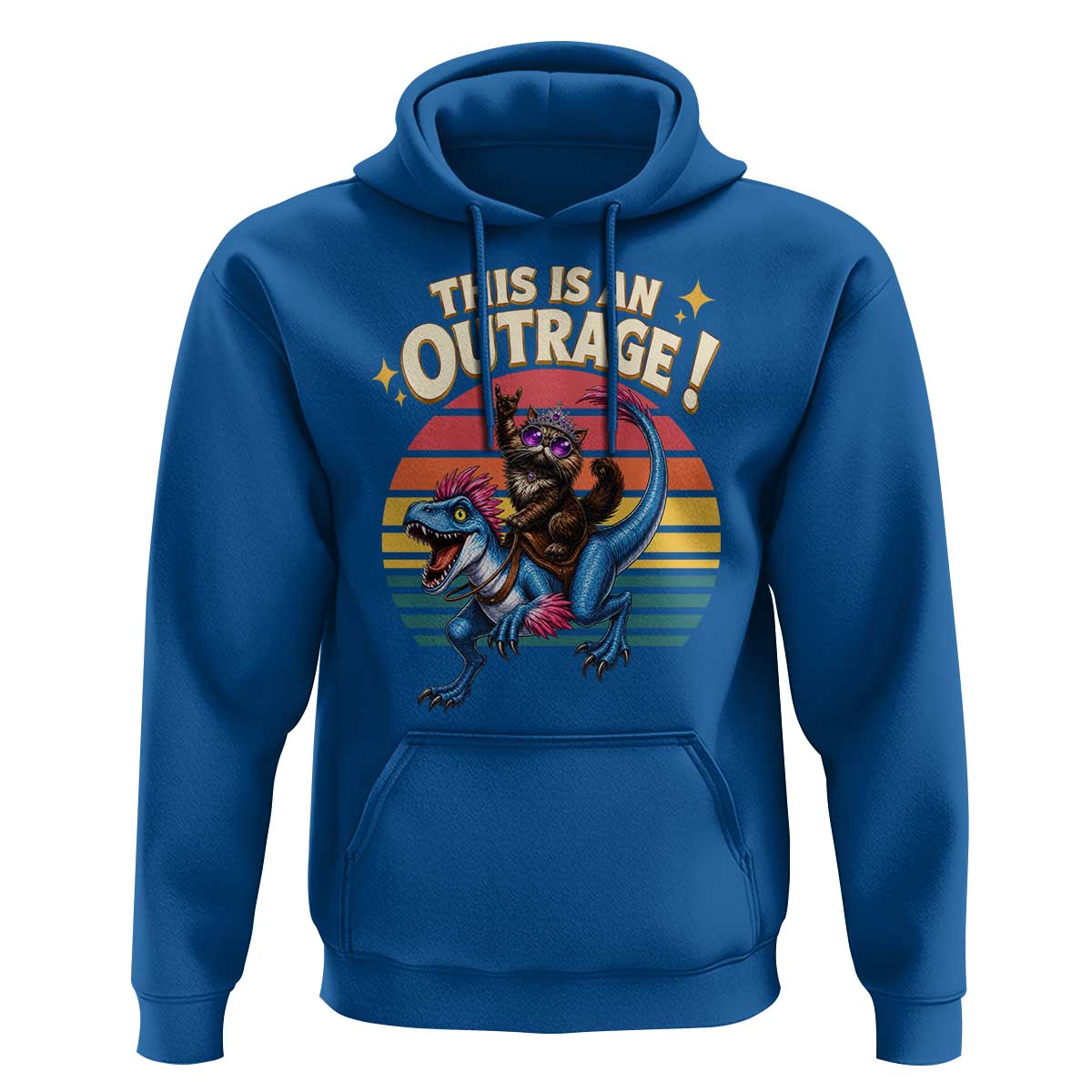 This Is An Outrage Cat Riding Dinosaur Hoodie Sci-Fi Book Lover Gift