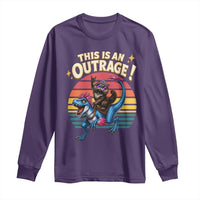 This Is An Outrage Cat Riding Dinosaur Long Sleeve Shirt Sci-Fi Book Lover Gift