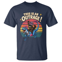 This Is An Outrage Cat Riding Dinosaur T Shirt Sci-Fi Book Lover Gift