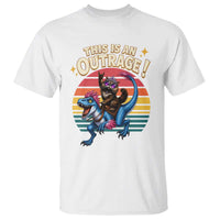 This Is An Outrage Cat Riding Dinosaur T Shirt Sci-Fi Book Lover Gift