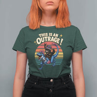 This Is An Outrage Cat Riding Dinosaur T Shirt For Women Sci-Fi Book Lover Gift