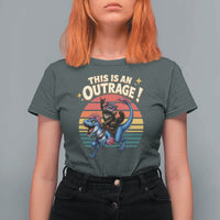 This Is An Outrage Cat Riding Dinosaur T Shirt For Women Sci-Fi Book Lover Gift