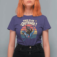 This Is An Outrage Cat Riding Dinosaur T Shirt For Women Sci-Fi Book Lover Gift