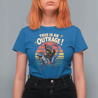 This Is An Outrage Cat Riding Dinosaur T Shirt For Women Sci-Fi Book Lover Gift