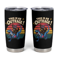 This Is An Outrage Cat Riding Dinosaur Tumbler Cup Sci-Fi Book Lover Gift