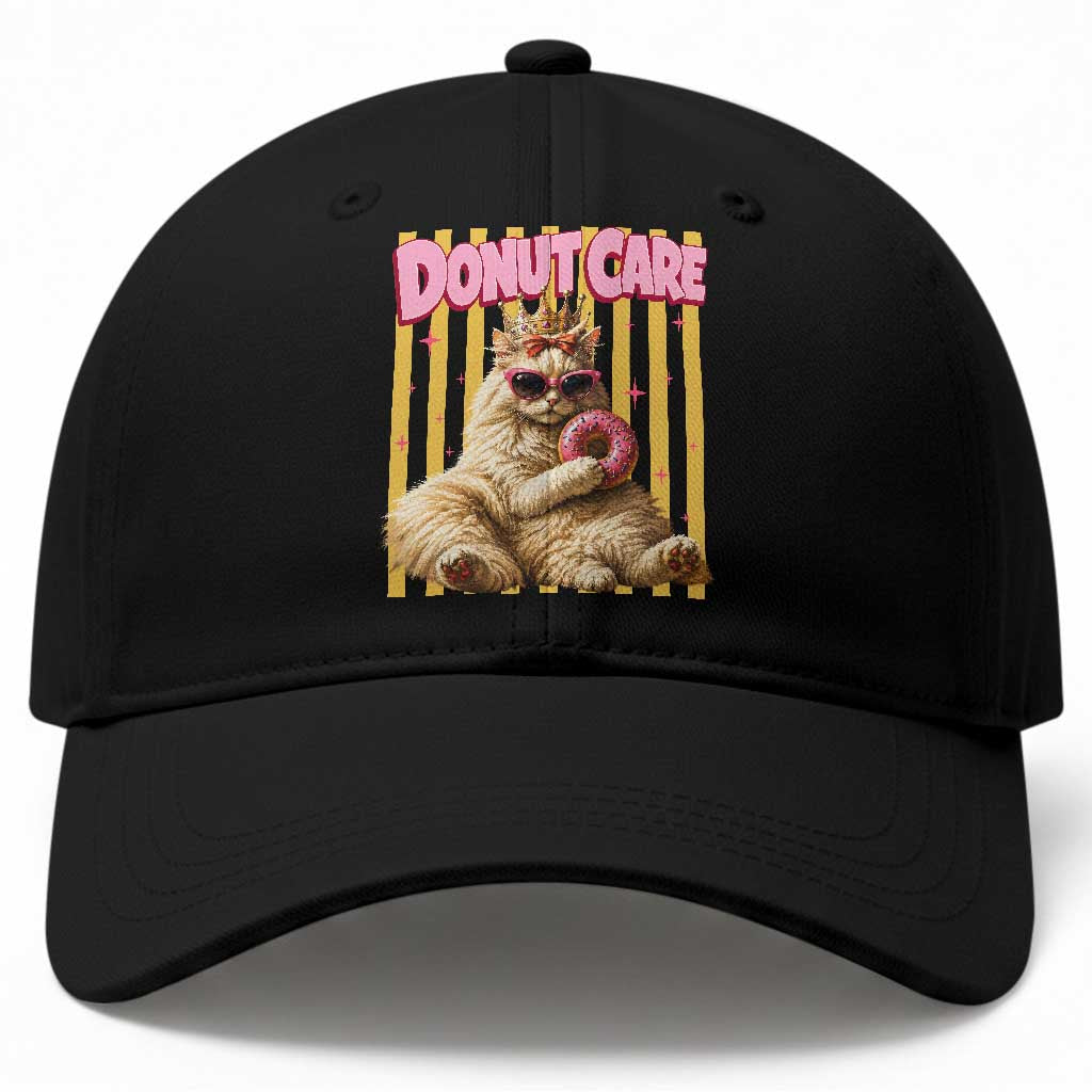 Funny Princess Cat Eating Donut Baseball Cap Sci-Fi Book Lover Gift