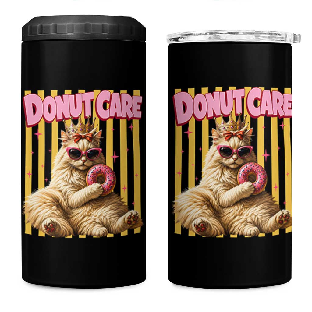 Funny Princess Cat Eating Donut 4 in 1 Can Cooler Tumbler Sci-Fi Book Lover Gift