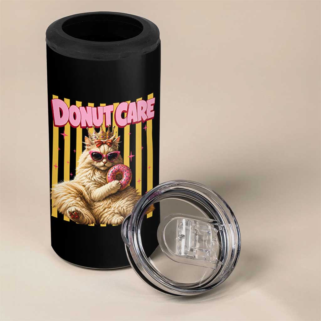 Funny Princess Cat Eating Donut 4 in 1 Can Cooler Tumbler Sci-Fi Book Lover Gift