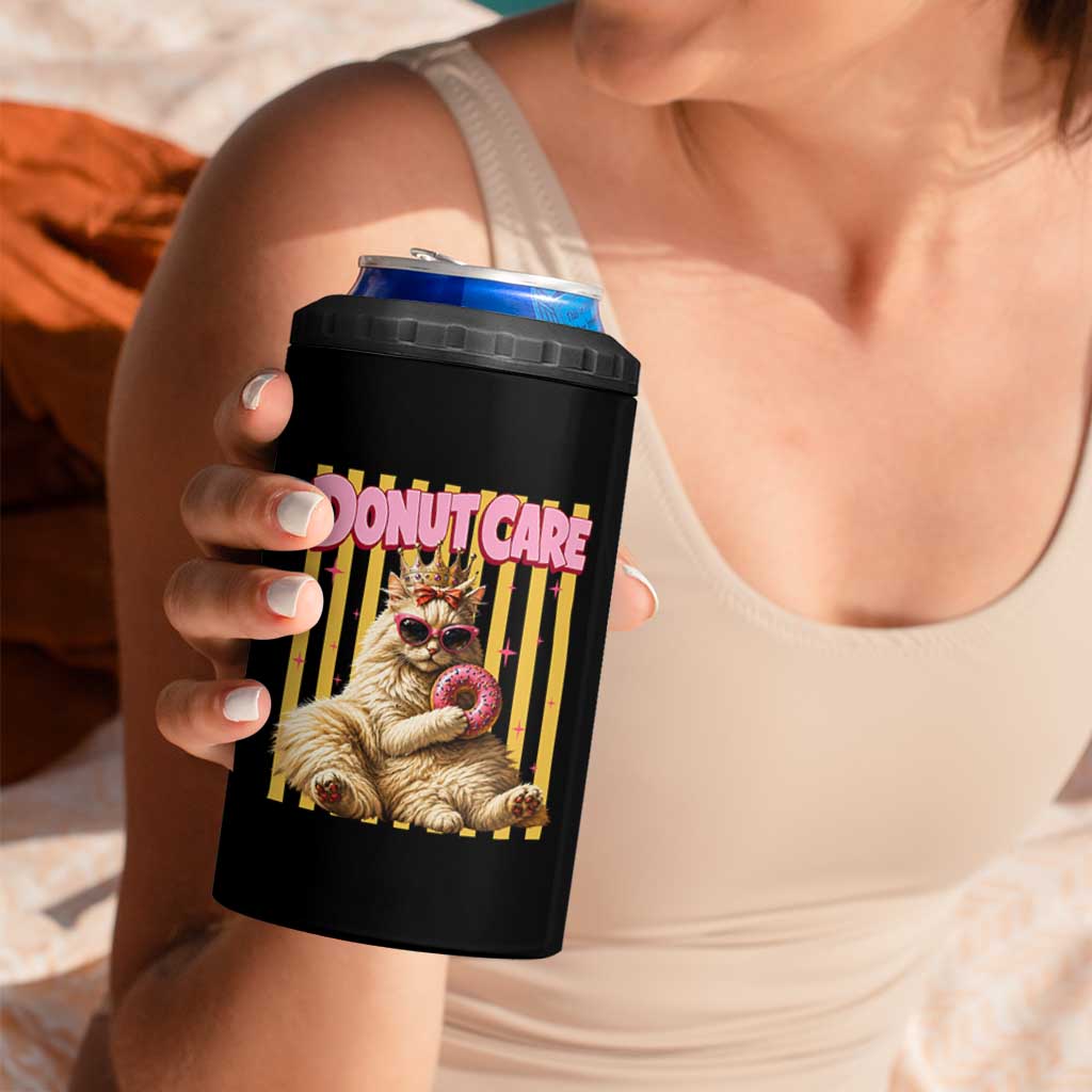 Funny Princess Cat Eating Donut 4 in 1 Can Cooler Tumbler Sci-Fi Book Lover Gift