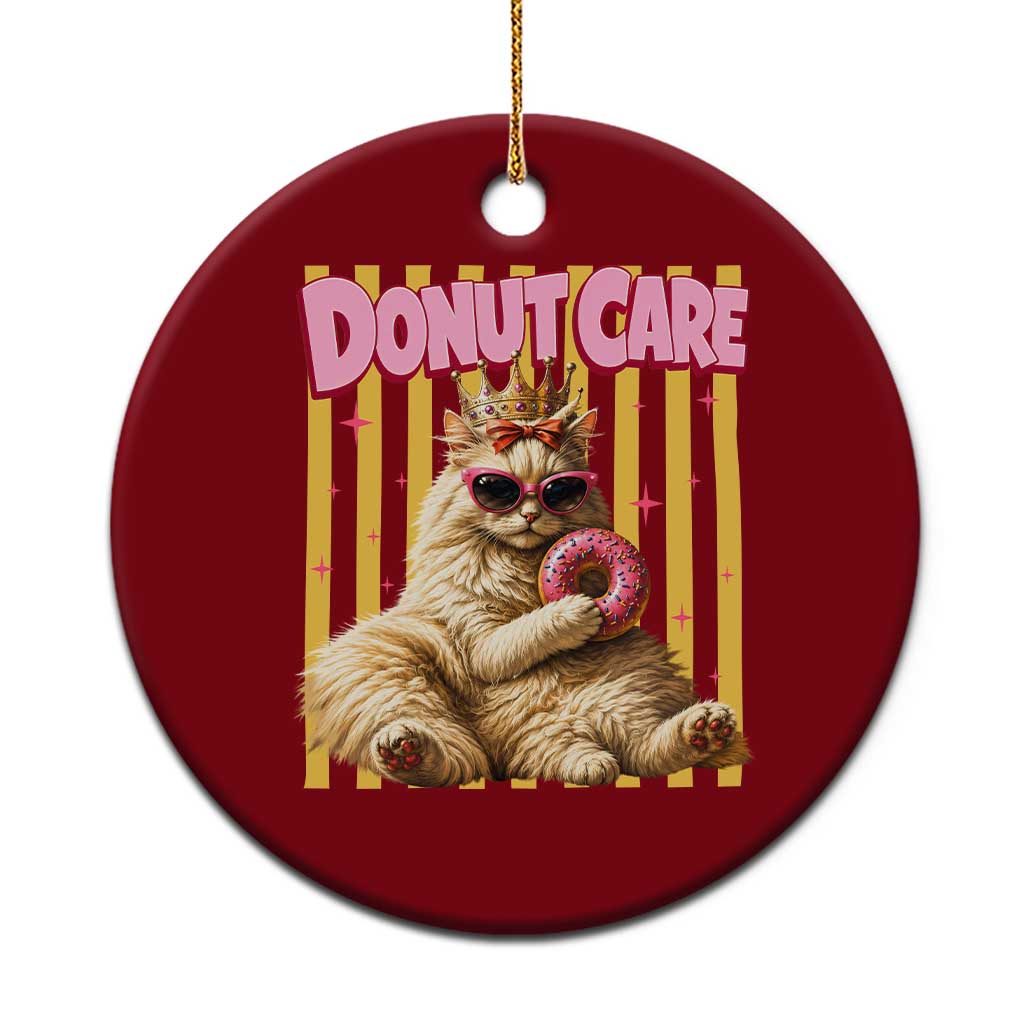 Funny Princess Cat Eating Donut Ceramic Ornament Sci-Fi Book Lover Gift