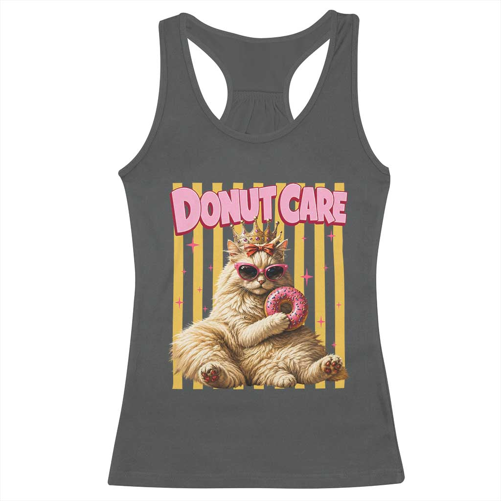 Funny Princess Cat Eating Donut Racerback Tank Top Sci-Fi Book Lover Gift