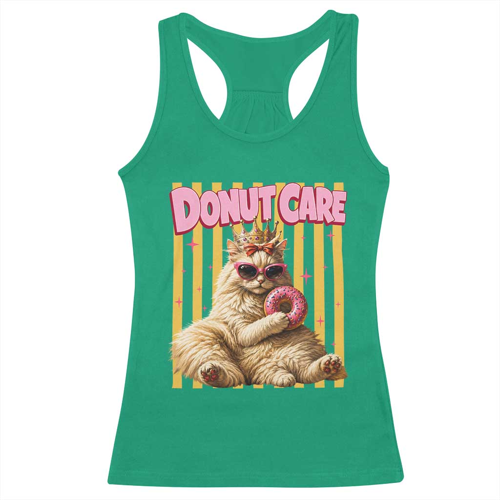 Funny Princess Cat Eating Donut Racerback Tank Top Sci-Fi Book Lover Gift
