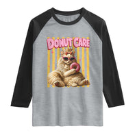 Funny Princess Cat Eating Donut Raglan Shirt Sci-Fi Book Lover Gift