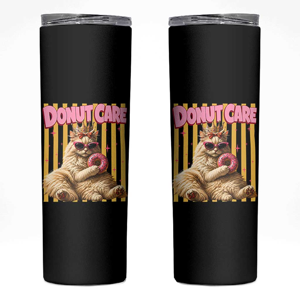 Funny Princess Cat Eating Donut Skinny Tumbler Sci-Fi Book Lover Gift
