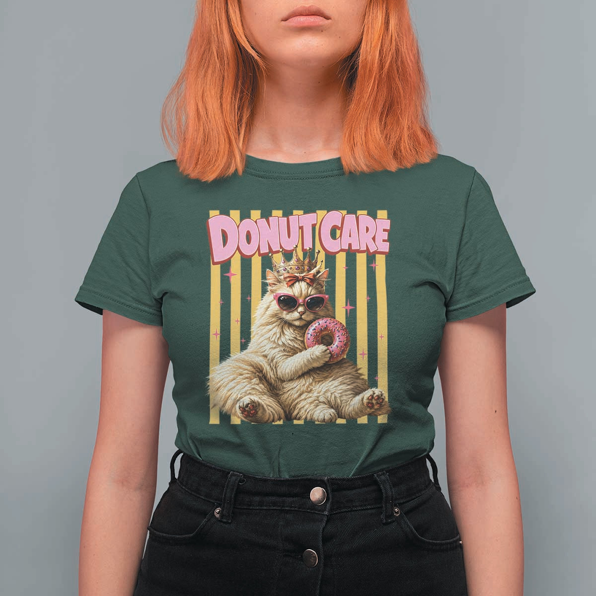Funny Princess Cat Eating Donut T Shirt For Women Sci-Fi Book Lover Gift