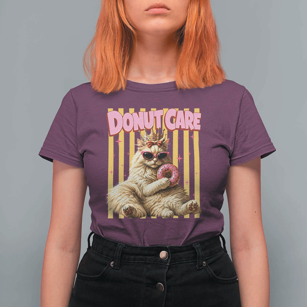 Funny Princess Cat Eating Donut T Shirt For Women Sci-Fi Book Lover Gift