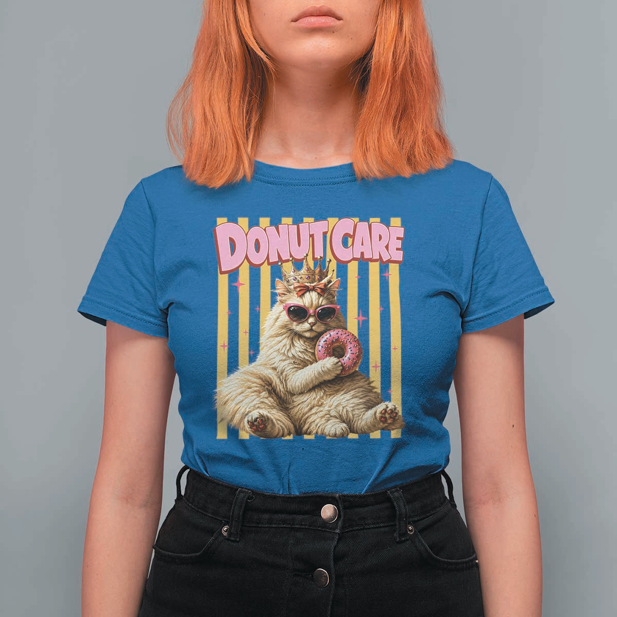 Funny Princess Cat Eating Donut T Shirt For Women Sci-Fi Book Lover Gift