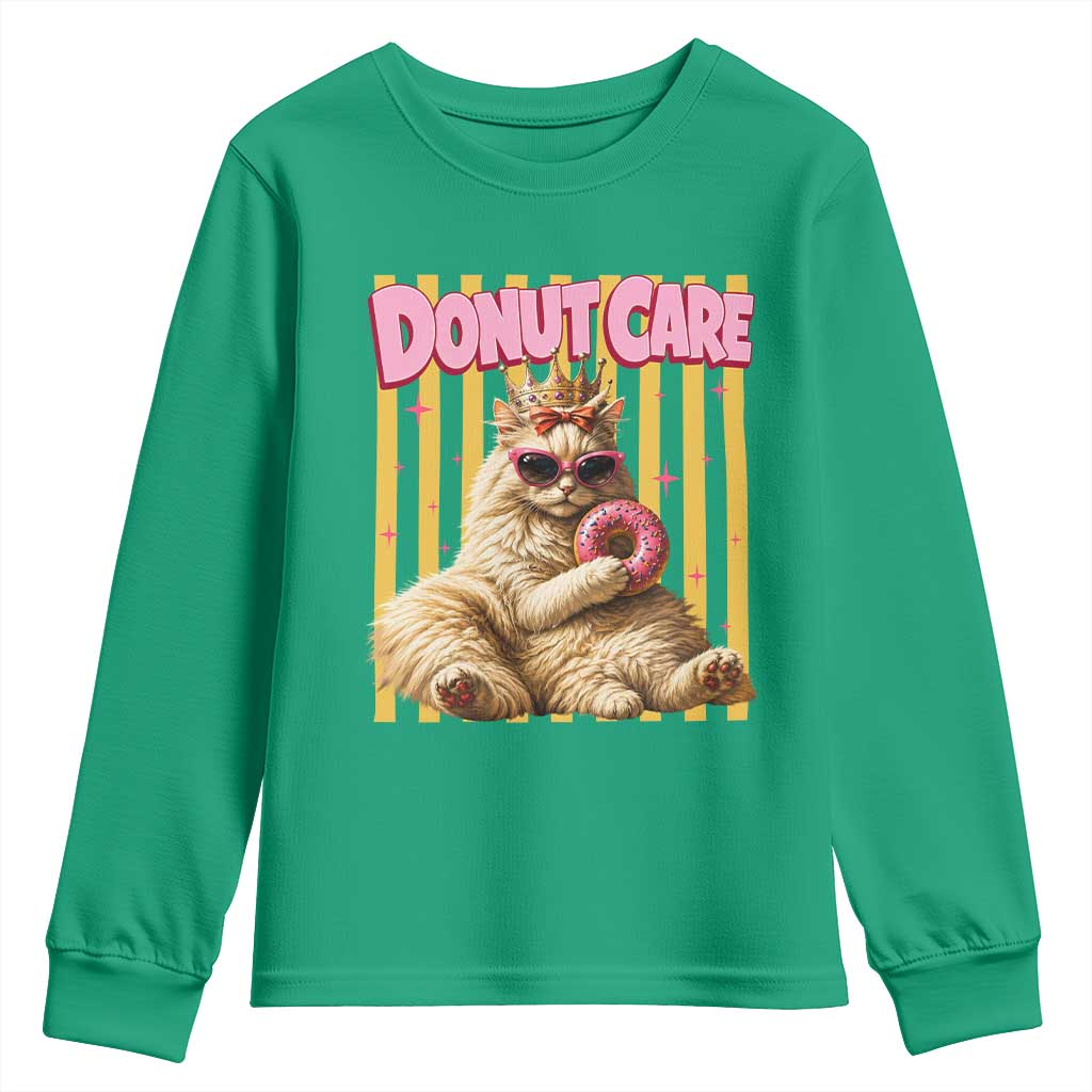 Funny Princess Cat Eating Donut Youth Sweatshirt Sci-Fi Book Lover Gift