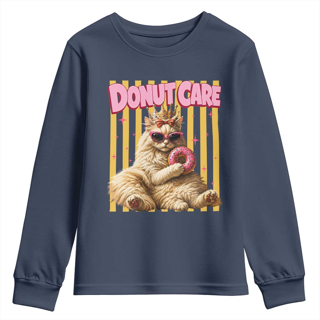 Funny Princess Cat Eating Donut Youth Sweatshirt Sci-Fi Book Lover Gift