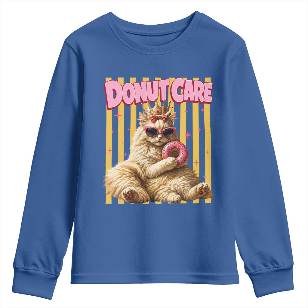 Funny Princess Cat Eating Donut Youth Sweatshirt Sci-Fi Book Lover Gift