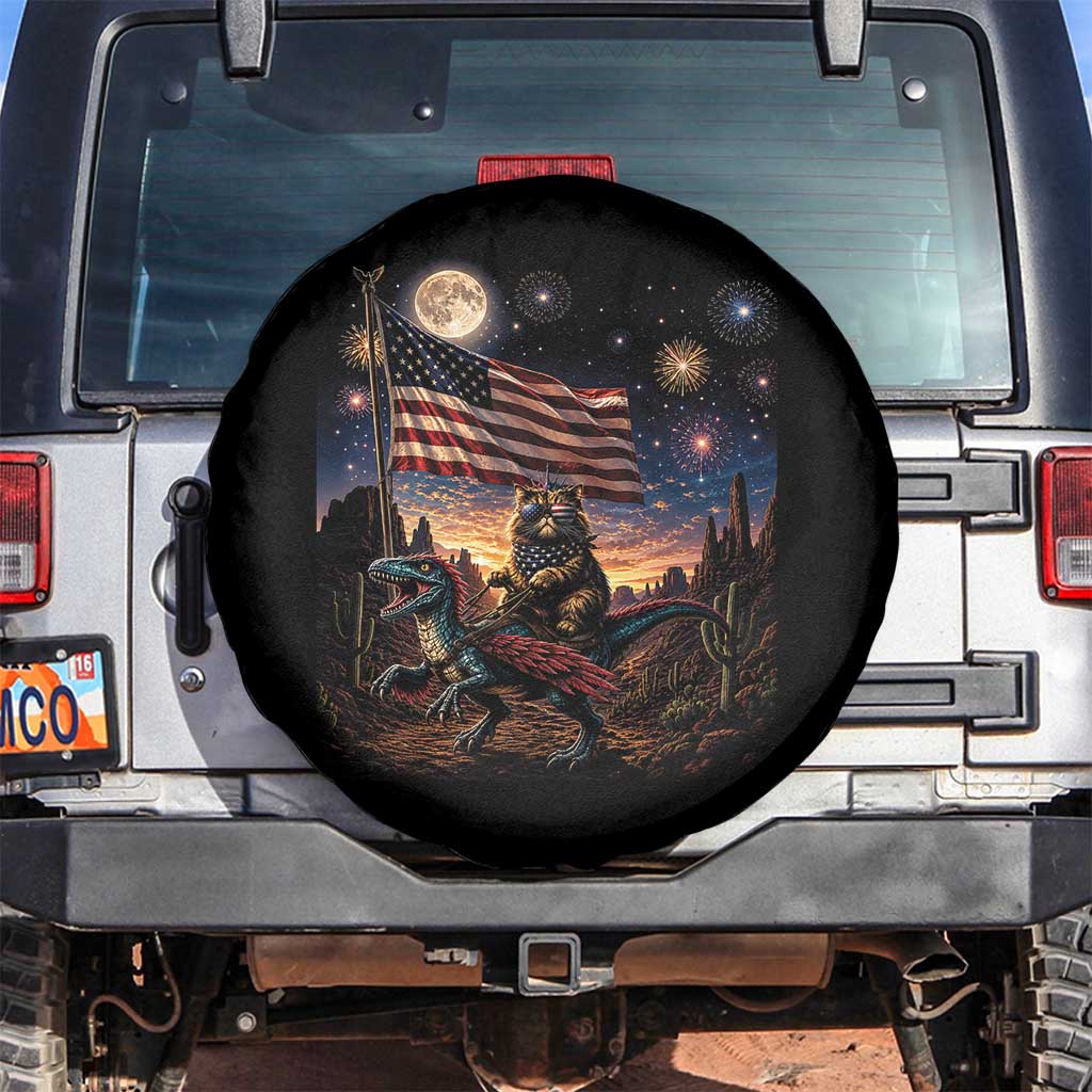 Funny Princess Cat On Dinosaur Patriotic Freedom Gift Spare Tire Cover