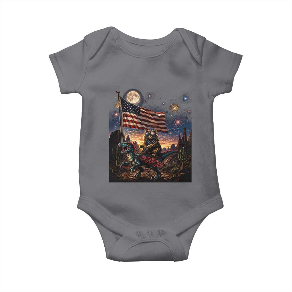 Funny Princess Cat On Dinosaur Patriotic Freedom Gift Baby Onesie