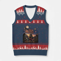 Funny Princess Cat On Dinosaur Patriotic Freedom Gift V-Neck Knit Sweater Vest