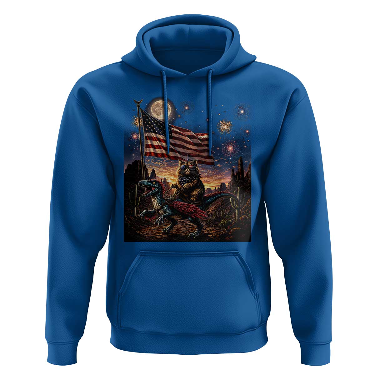 Funny Princess Cat On Dinosaur Patriotic Freedom Gift Hoodie