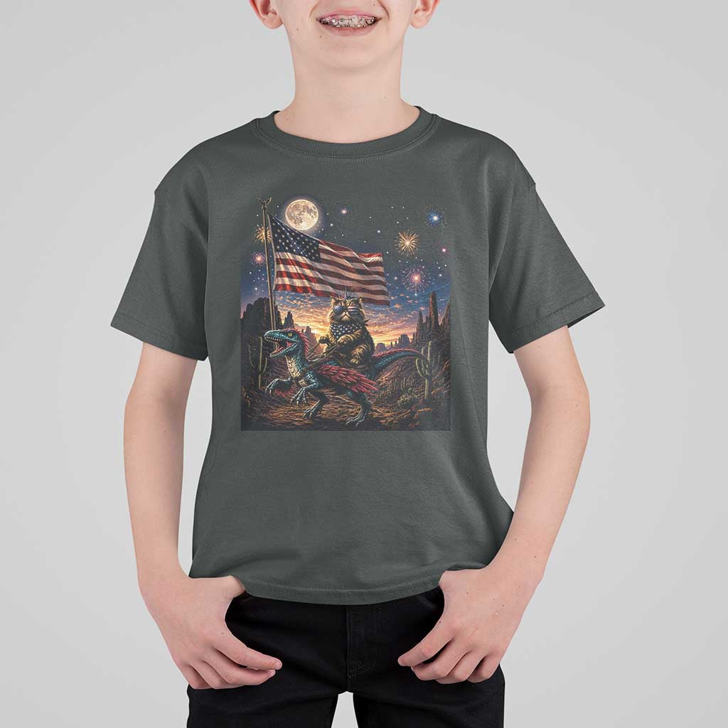 Funny Princess Cat On Dinosaur Patriotic Freedom Gift T Shirt For Kid
