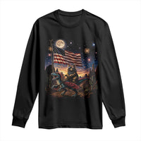 Funny Princess Cat On Dinosaur Patriotic Freedom Gift Long Sleeve Shirt