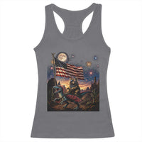 Funny Princess Cat On Dinosaur Patriotic Freedom Gift Racerback Tank Top