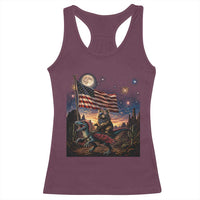 Funny Princess Cat On Dinosaur Patriotic Freedom Gift Racerback Tank Top