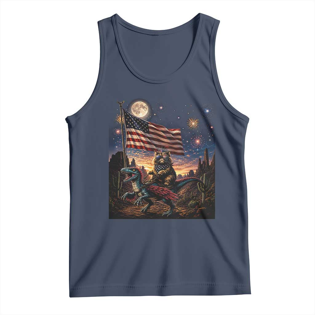 Funny Princess Cat On Dinosaur Patriotic Freedom Gift Tank Top