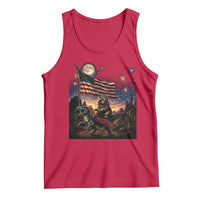 Funny Princess Cat On Dinosaur Patriotic Freedom Gift Tank Top