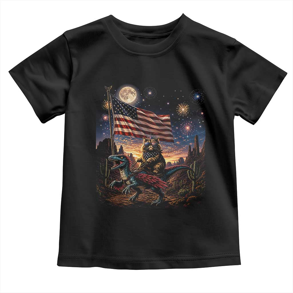 Funny Princess Cat On Dinosaur Patriotic Freedom Gift Toddler T Shirt