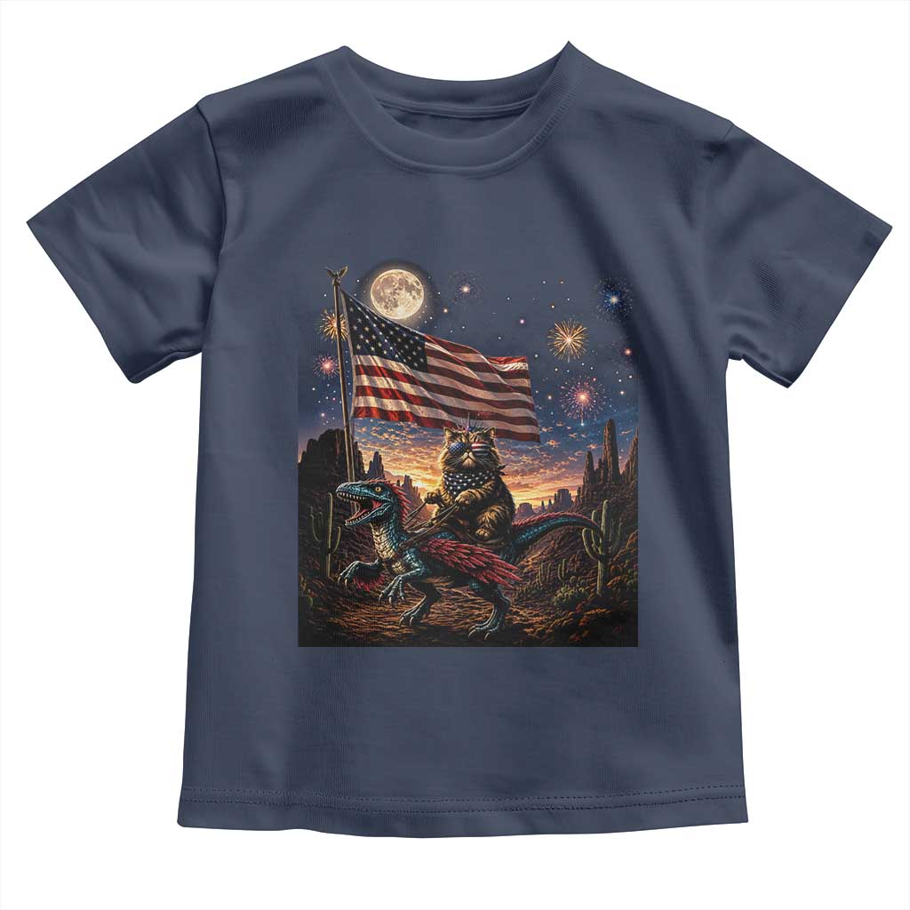 Funny Princess Cat On Dinosaur Patriotic Freedom Gift Toddler T Shirt
