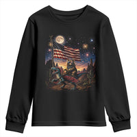 Funny Princess Cat On Dinosaur Patriotic Freedom Gift Youth Sweatshirt