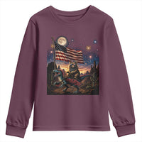 Funny Princess Cat On Dinosaur Patriotic Freedom Gift Youth Sweatshirt