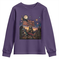 Funny Princess Cat On Dinosaur Patriotic Freedom Gift Youth Sweatshirt
