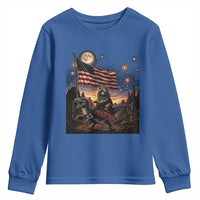 Funny Princess Cat On Dinosaur Patriotic Freedom Gift Youth Sweatshirt