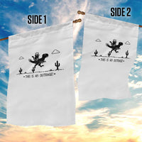 Funny Cat Riding Dinosaur Pixel Retro Garden Flag This Is An Outrage