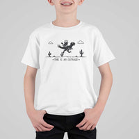 Funny Cat Riding Dinosaur Pixel Retro T Shirt For Kid This Is An Outrage