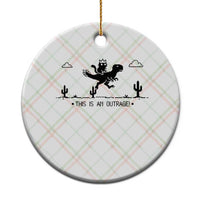 Funny Cat Riding Dinosaur Pixel Retro Ceramic Ornament This Is An Outrage