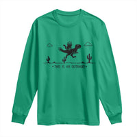 Funny Cat Riding Dinosaur Pixel Retro Long Sleeve Shirt This Is An Outrage